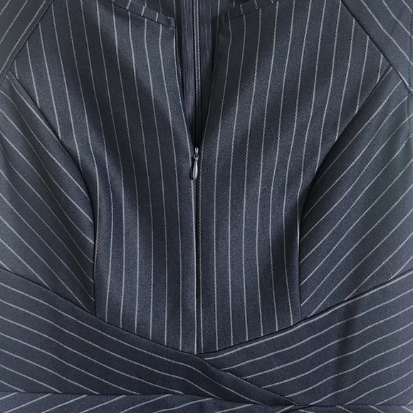 Elegant Navy Pinstripe Dress - Picture 3 of 13